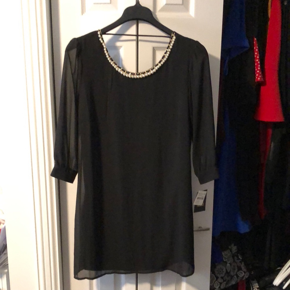 Want & Need Nordstrom Rack Black Chiffon Shift Dress, XL, NWT